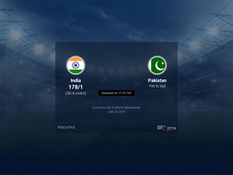 India Vs Pakistan Live Score Over Match 22 Odi 26 30 Updates Cricket News