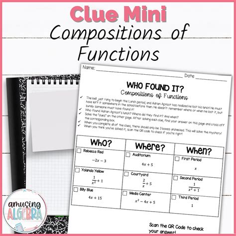 Function Compositions Clue Mini Mystery Activity Made By Teachers