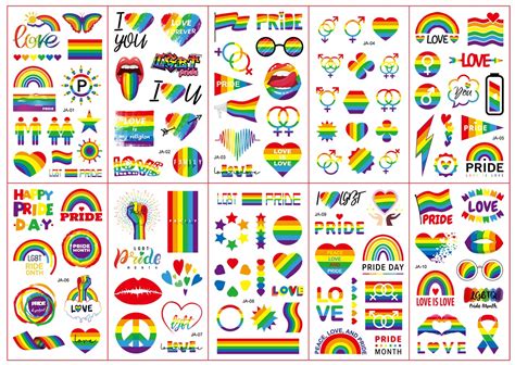 Amazon 10 Sheets Pride Rainbow Tattoo Sticker Temporary Tattoo Gay Pride Parade Body