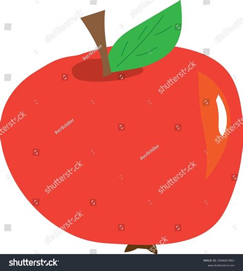 Red Apple Green Leaf Stock Vector Royalty Free 2096827801 Shutterstock