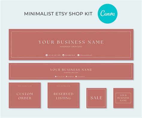 Minimal Etsy Shop Kit Editable Modern Etsy Branding Kit Etsy