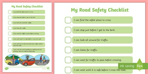 Road Safety Checklist Teacher Made Twinkl