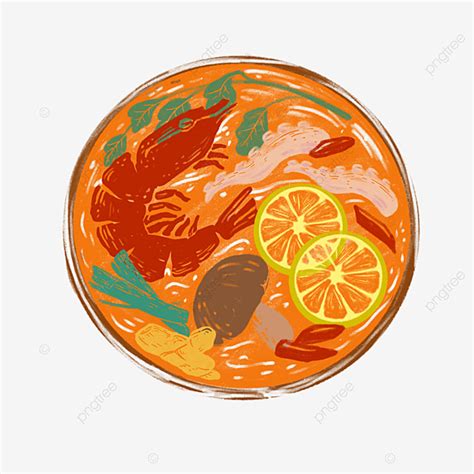 Tom Yum Goong White Transparent Thai Tom Yum Goong Soup Seafood Hot Pot Clip Art Thailand Hot