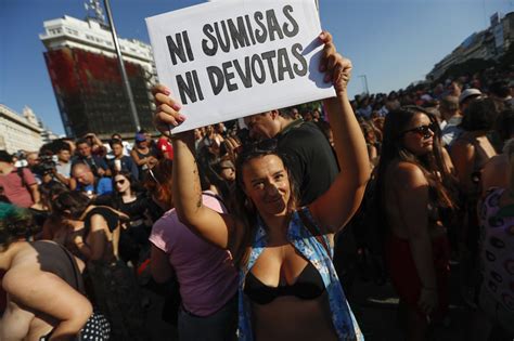 Topless Protesters Takes To The Streets In Argentina As Row Over Nude Sunbathing Rules Hots Up