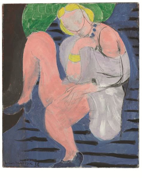Seated Nude Blue Background By Henri Matisse