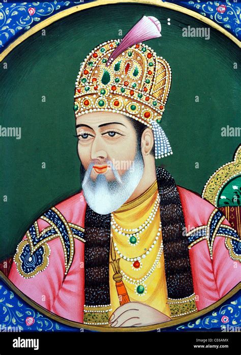 mughal emperor shah jahan miniature painting  paper bdr  stock