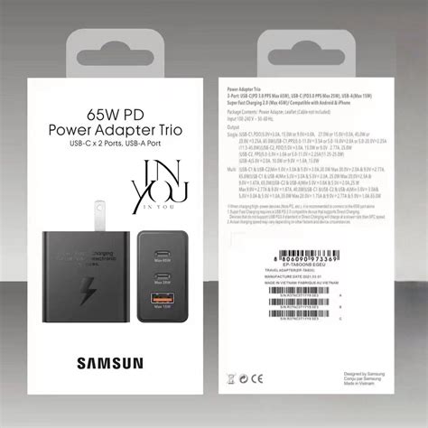 In You Samsug W Pd Power Adapter Trio Super Fast Charger W C To C