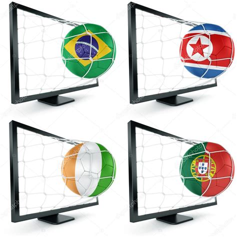 Soccer Ball Coming Out Of Monitor Stock Photo Zentilia