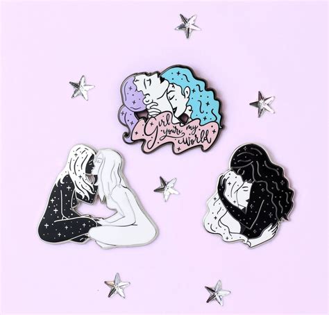 Set Of Sapphic Enamel Pins Lesbian Pins Gay Pins Lgbt Pins Large Enamel Pin Gay Art