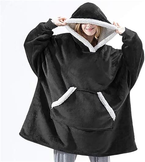 Oversized Hoodie Blanket Wearable Blanket Sweatshirt Ultra Soft Sherpa Fleece Comfy Snuggle