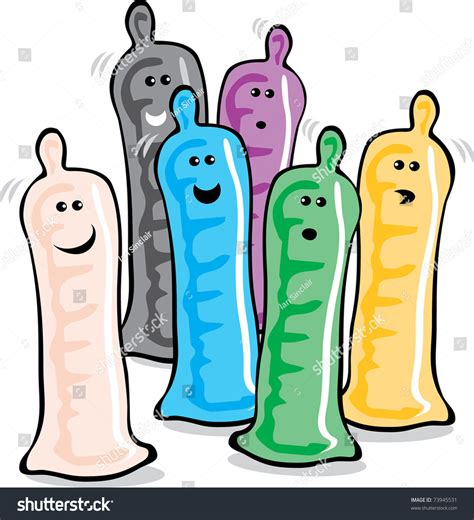 Cartoon Colored Condoms To Promote Safe Sex Happy Condoms Stock