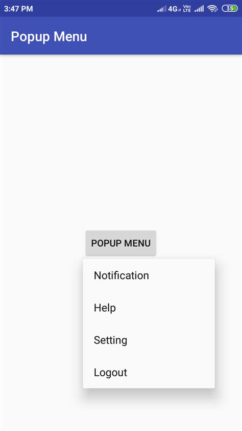 Popup Menu Popup Menu In Android Popup Menu Pop Up Mobile App