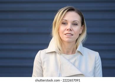 Frontal Portrait Attractive Middleaged Blonde Woman Stock Photo Shutterstock