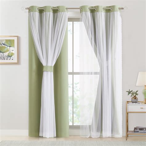 pinewave blackout curtains  sheer overlay mix  match double