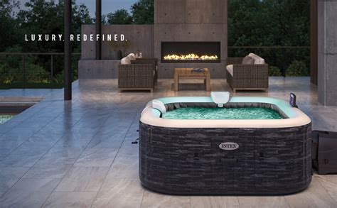 Intex EP PureSpa Plus Person Portable Inflatable Square Hot Tub Spa With Bubble Jets