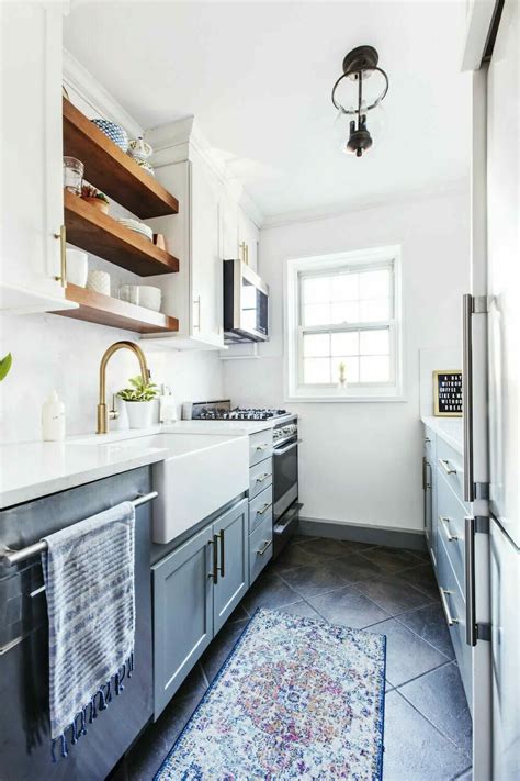 Blue galley kitchen – Artofit