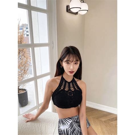 Mua Bikini đi biển áo len ren Quảng Châu lẻ nhiều kiểu kèm mút màu đen Vivi Shop giá rẻ nhất