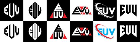 euv letter logo design   style euv polygon circle triangle