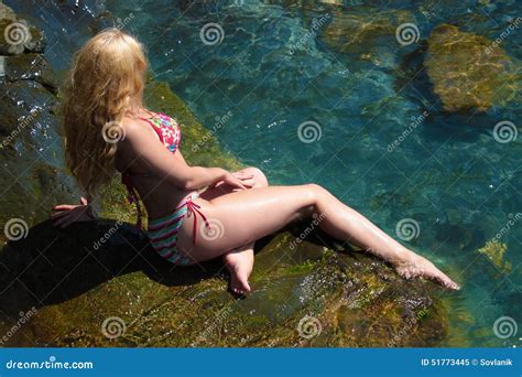 Blonde On A Rock Stock Image Image Of Adult Vacation 51773445