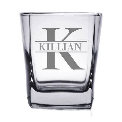 Custom Etched Whiskey Glasses Square Personalized Name Ts Etsy