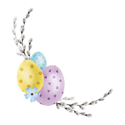 Premium Vector Round Frame Of Colorful Easter Eggs And Pussy Willow Branches Eco Decoration
