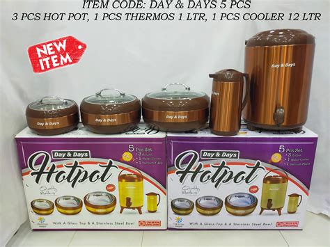 5 Pcs Dynasty Hot Pot Set Stainless Steel Inner Bowl Glass Lid 12 Liter Water Cooler 1 0