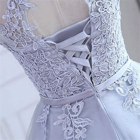 lace appliques  neck   shoulder formal party dress fashion