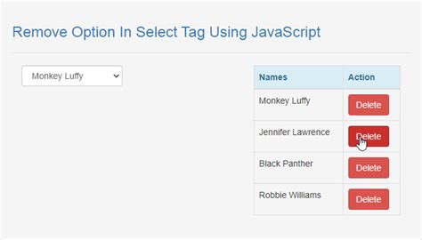 Remove Option In Select Tag Using JavaScript SourceCodester