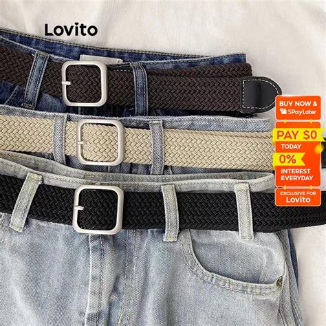 Lovito Casual Plain Braided Belts Fashion Woven Stretch Belts For Men