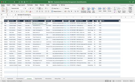 Crm Excel Template Client Tracker Spreadsheet Customer Relationship