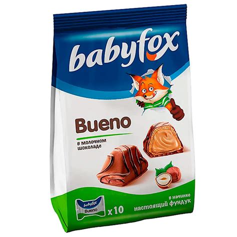 Конфеты вафельные Baby Fox Bueno в молочном шоколаде 100 гр - купить ...