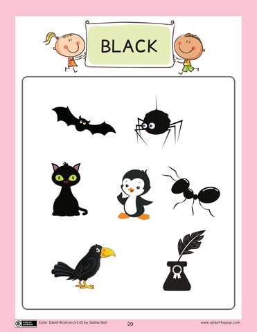 Learning black color flash card | Free Printable Puzzle Games