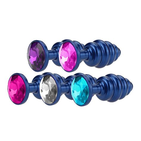RY025A Plug Anal De Metal Azul Em Espiral Tamanho P Libb Sex Toys Importadora Atacado