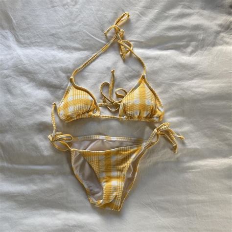 Yellow Plaid Bikini Set Brand New Never Depop