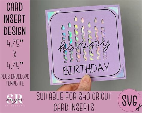 SVG Birthday Insert Card Cricut S40 Insert Card Birthday Etsy UK