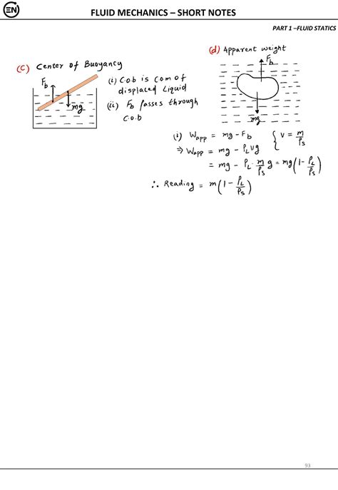 Physics Short Notes Part17 PART 1 FLUID STATICS Topics To Cover In