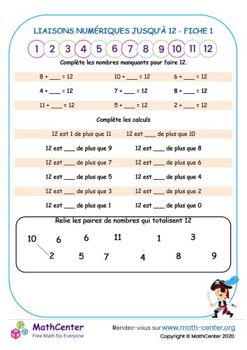 Cp Fiches De Travail Addition Un Chiffre Math Center