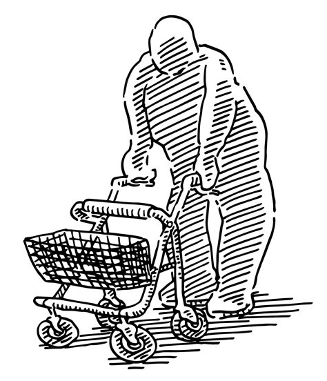 premium vector  drawing   man pushing  walker