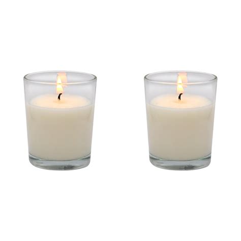 White Votive Candles - Unscented Soy Wax Candles in Clear Glass for