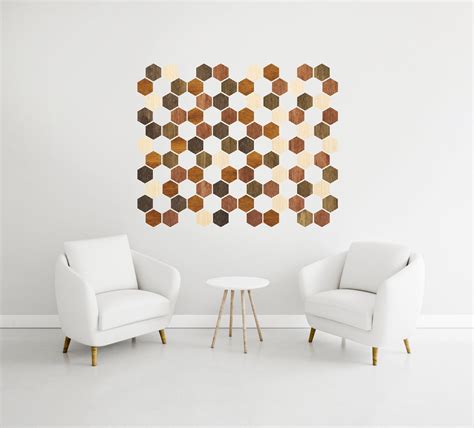 Hexagon Wood Wall Art Hexagon Wall Panel Hexagon Wall Tile Etsy