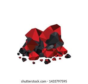 Heaps Glowing Coal Hot Embers Stock Vector Royalty Free