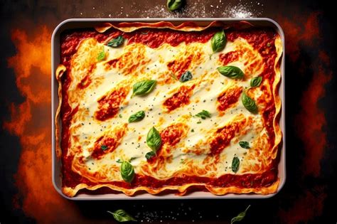 Premium Photo Baked Italian Lasagna Pasta With Cheese Tomato Sauce