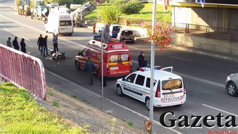 FOTOGALERIE Accident cumplit în centru Un BMW a lovit un motociclist