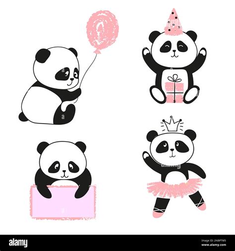 Cute Cartoon Panda Bears Set Vector Illustration Stock Vector Image And Art Alamy