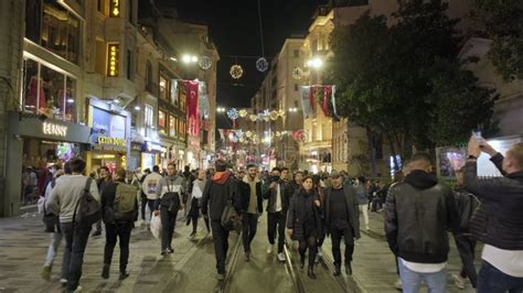 People On Istiklal Street In Istanbul With Historical Tram Turkish