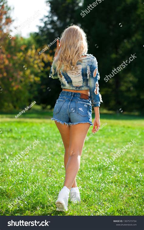 Beautiful Sexy Blonde Woman Dressed Denim Stock Photo 1307573734 Shutterstock