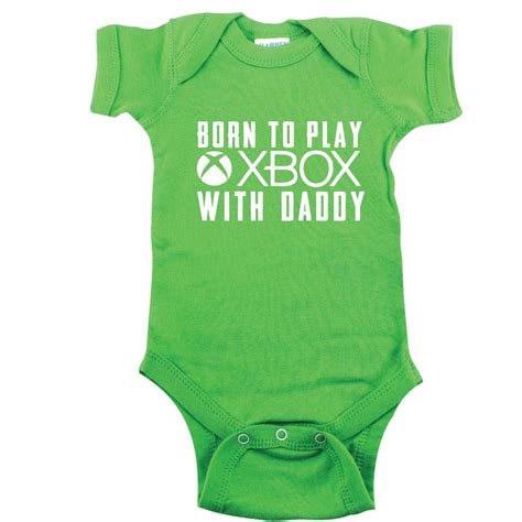 Green Baby Bodysuit Born To Play Xbox With Daddy Video Gamer