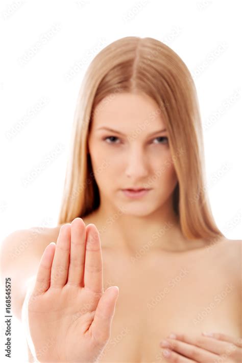 Beautiful Nude Woman Covering Her Breast Stock Photo Adobe Stock