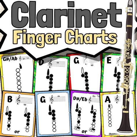 clarinet fingering chart posters etsy