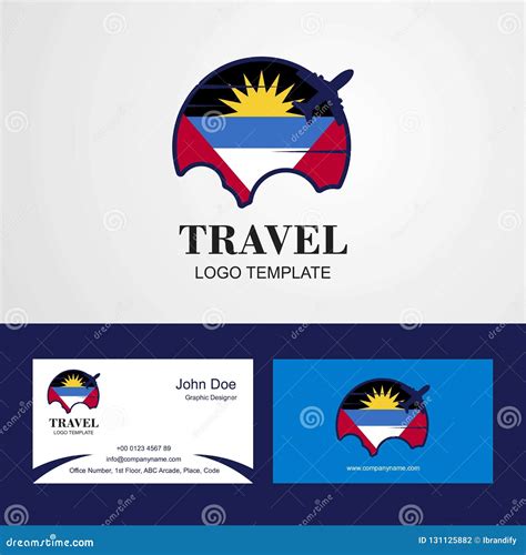 Travel Antigua and Barbuda Flag Logo and Visiting Card Design Stock